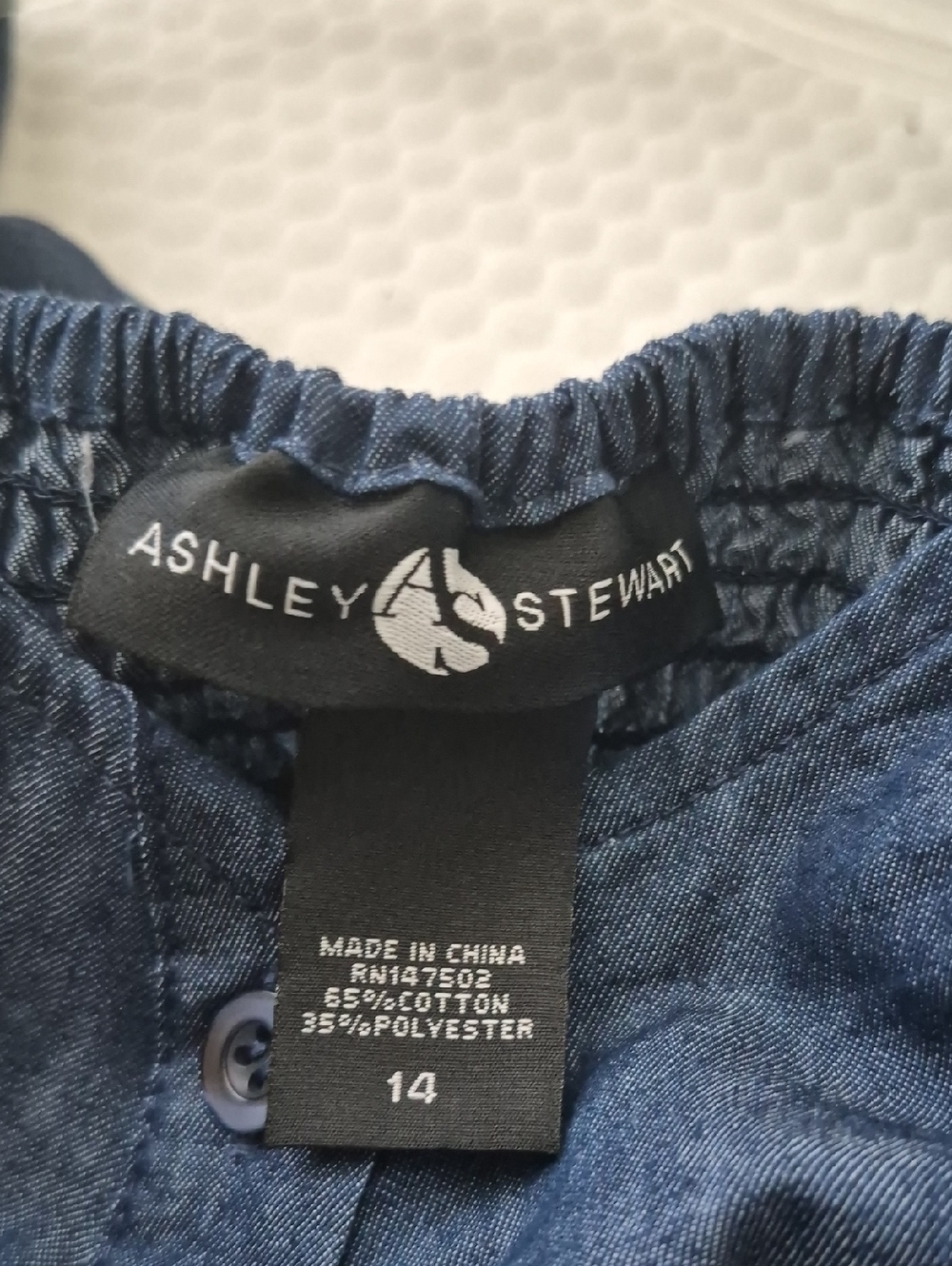 Ashley Stewart Dark Blue Ruffle Button-Front Blouse - Picture 3 of 4